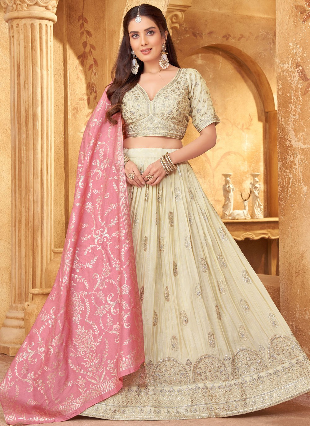 Weaving Zari Silk Readymade Lehenga Choli - L3016