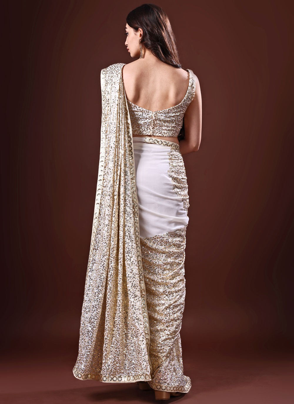 Classic Sequins Georgette Saree - S8734