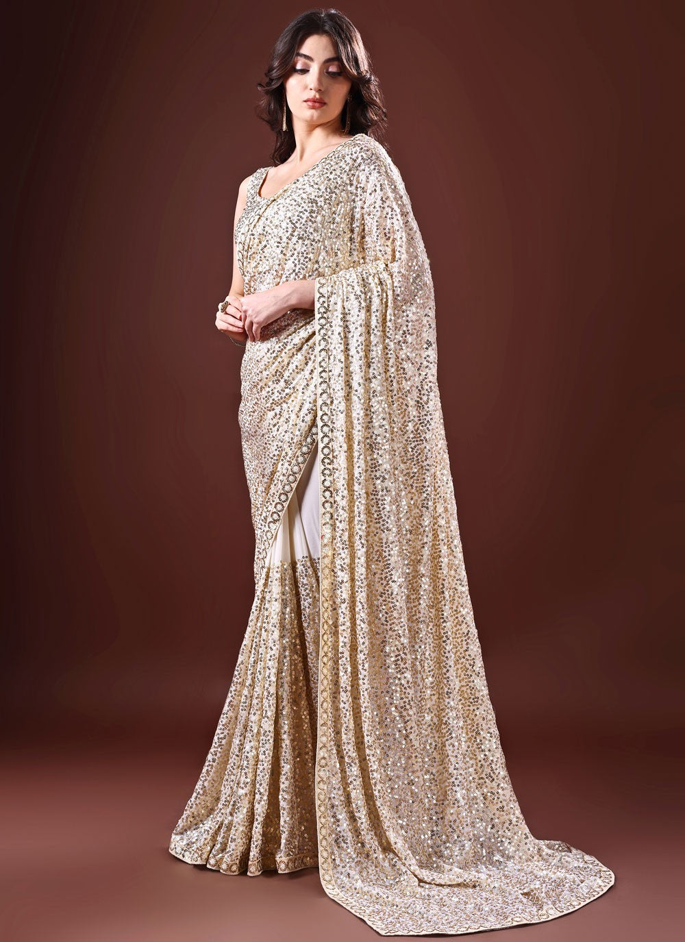 Classic Sequins Georgette Saree - S8734