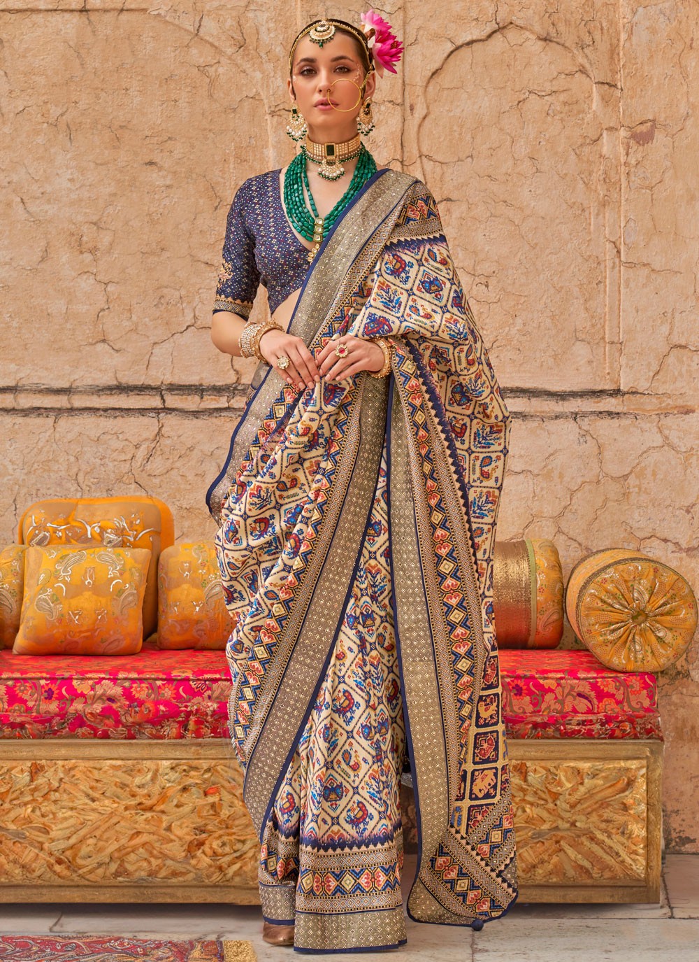 Classic Printed Silk, Viscose Saree - S9697