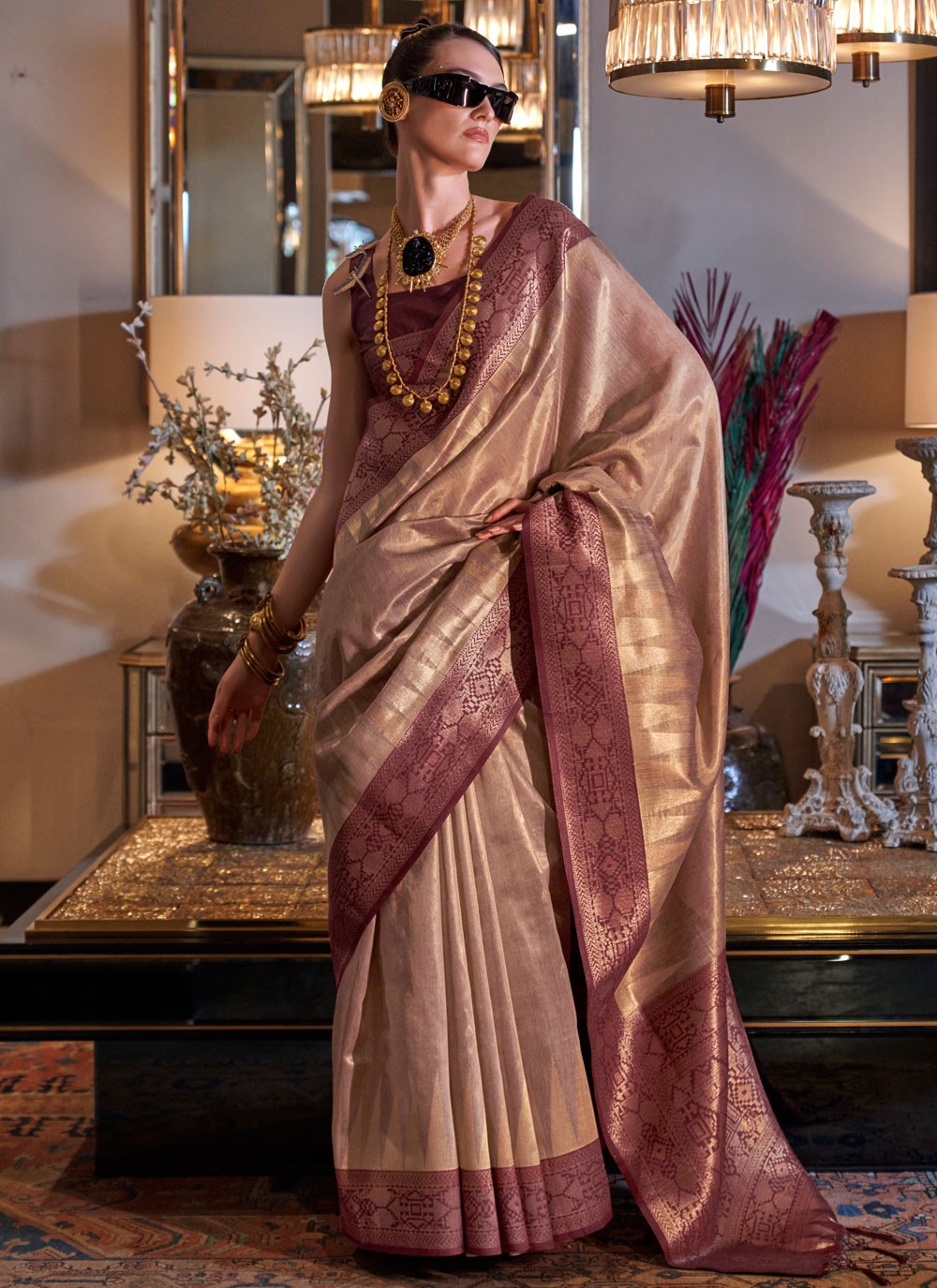 Classic Weaving Zari Tissue Saree - S9383