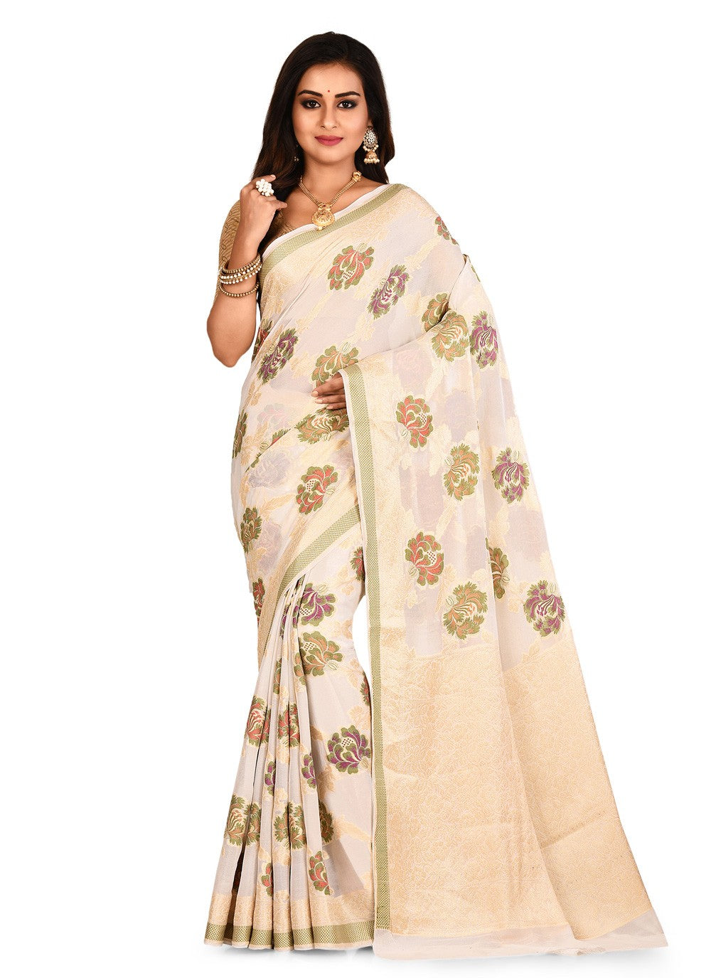 Contemporary Weaving Zari Banarasi Silk Saree - S0376