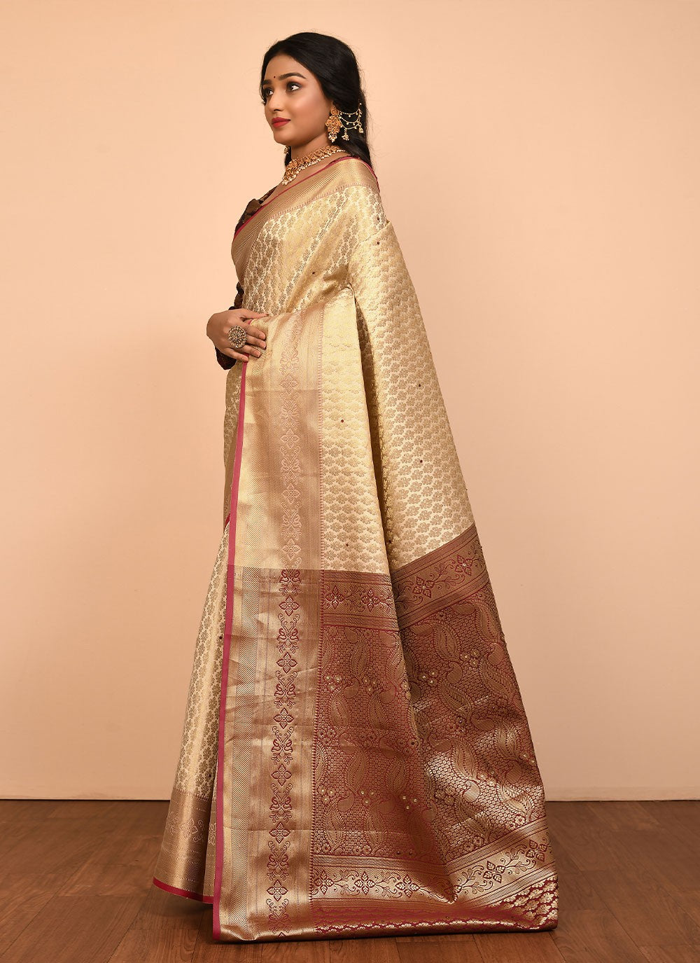 Traditional Embroidered Silk Saree - S1557