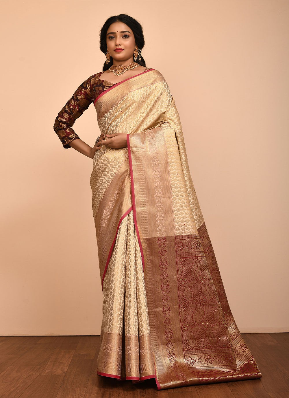 Traditional Embroidered Silk Saree - S1557