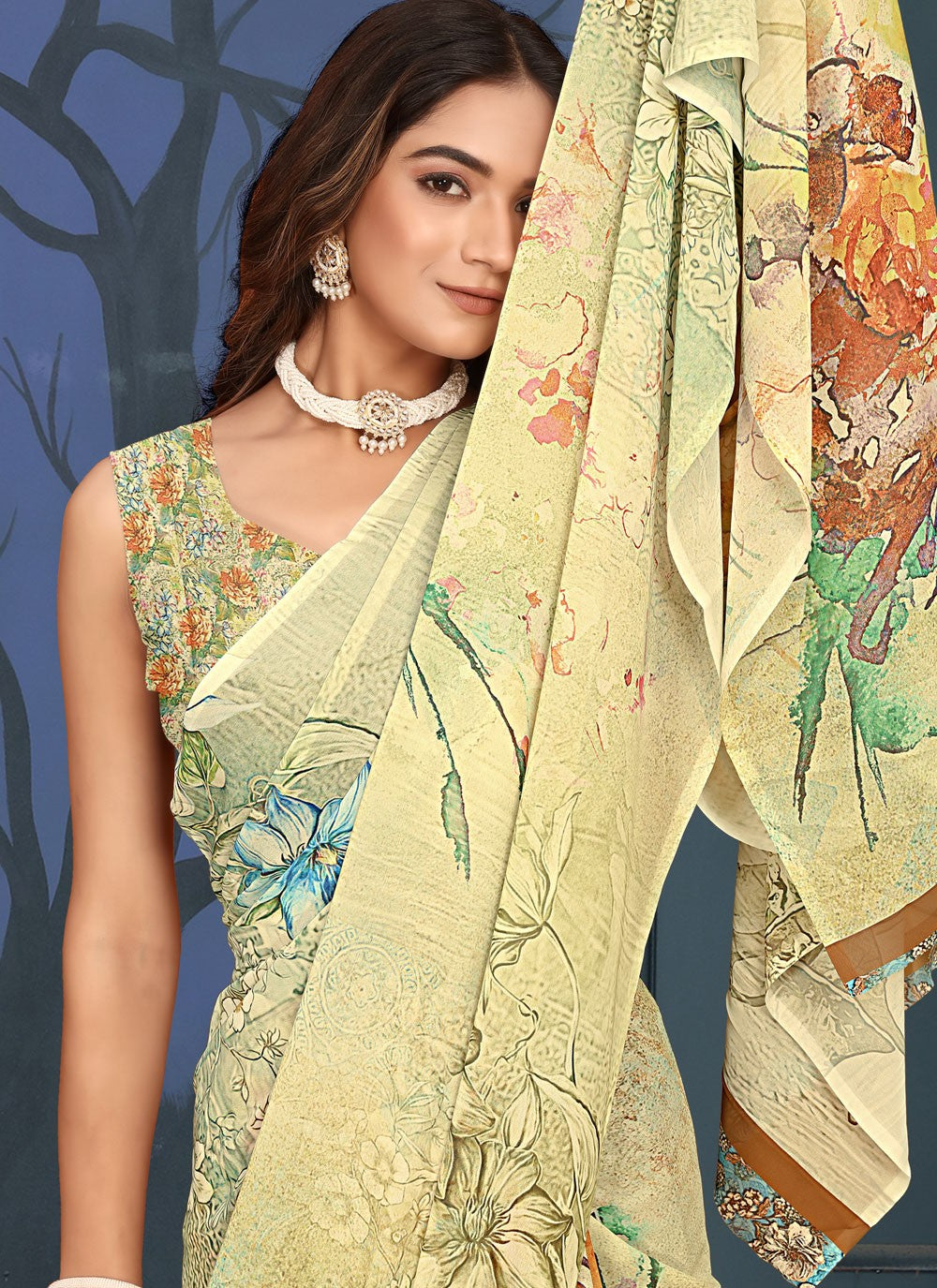 Classic Digital Print Weight Less Saree - S9155