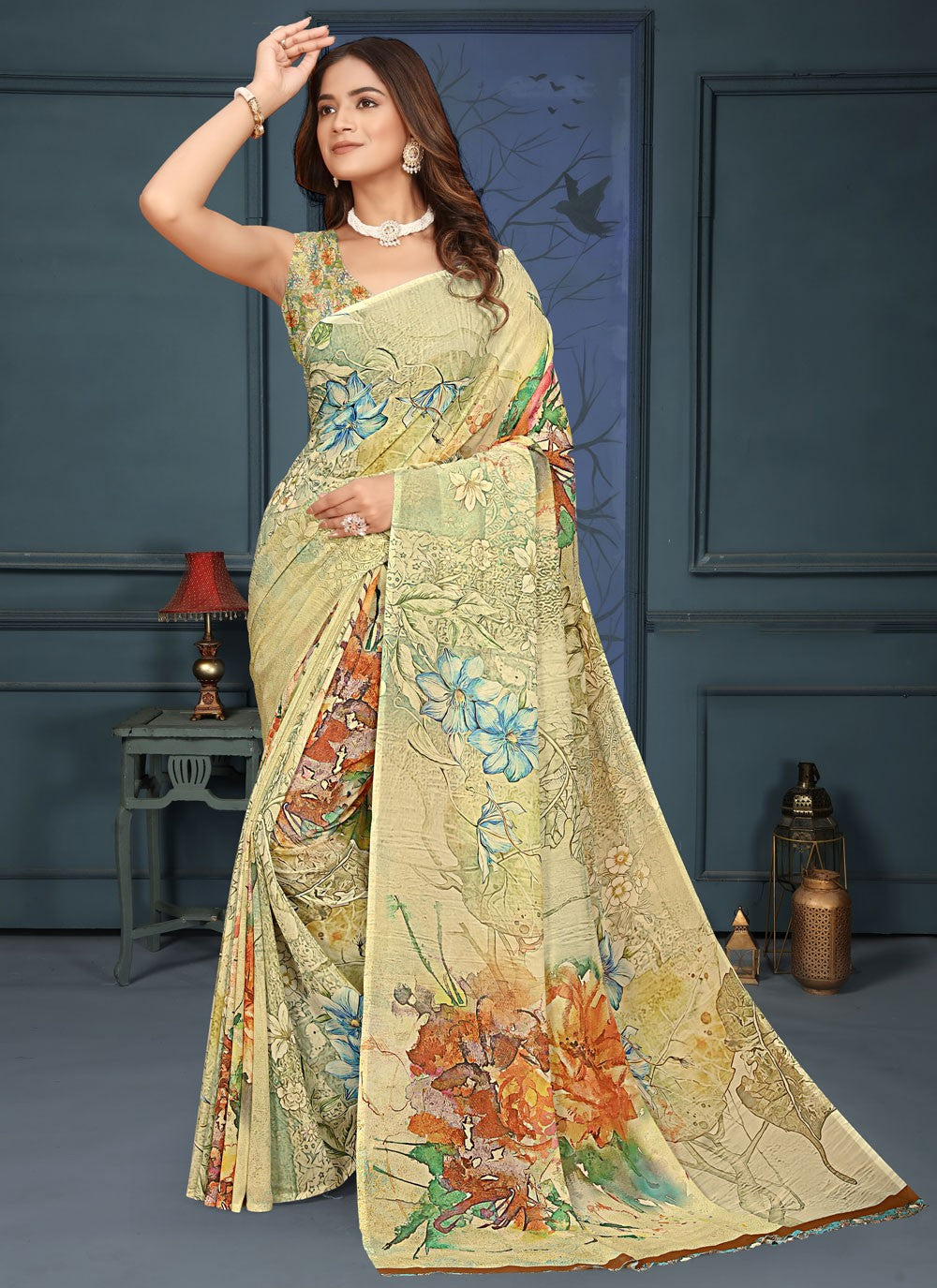 Classic Digital Print Weight Less Saree - S9155