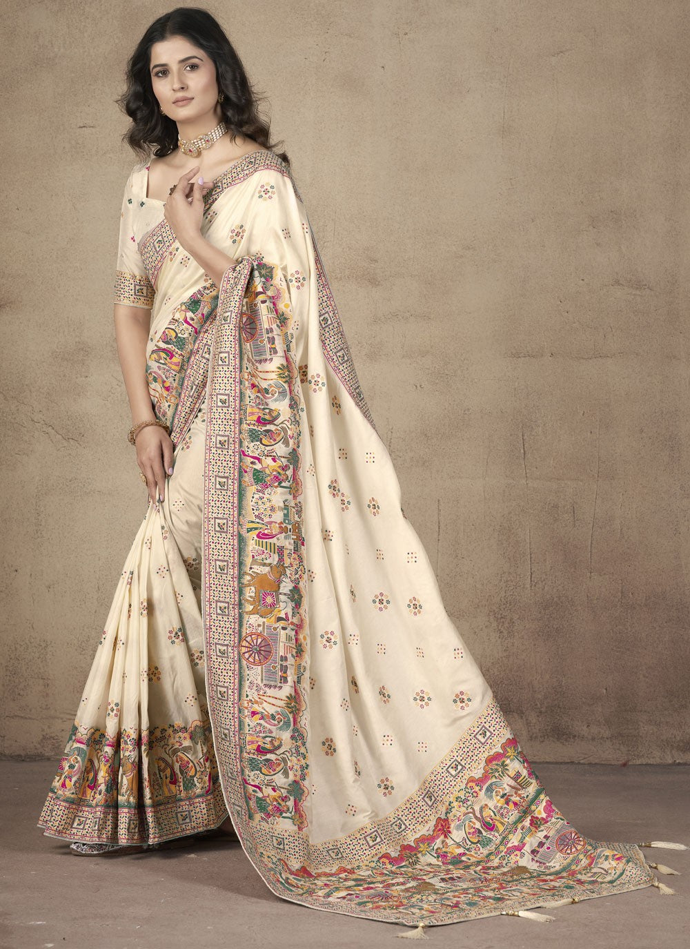 Classic Thread Pashmina Silk Saree - S9984