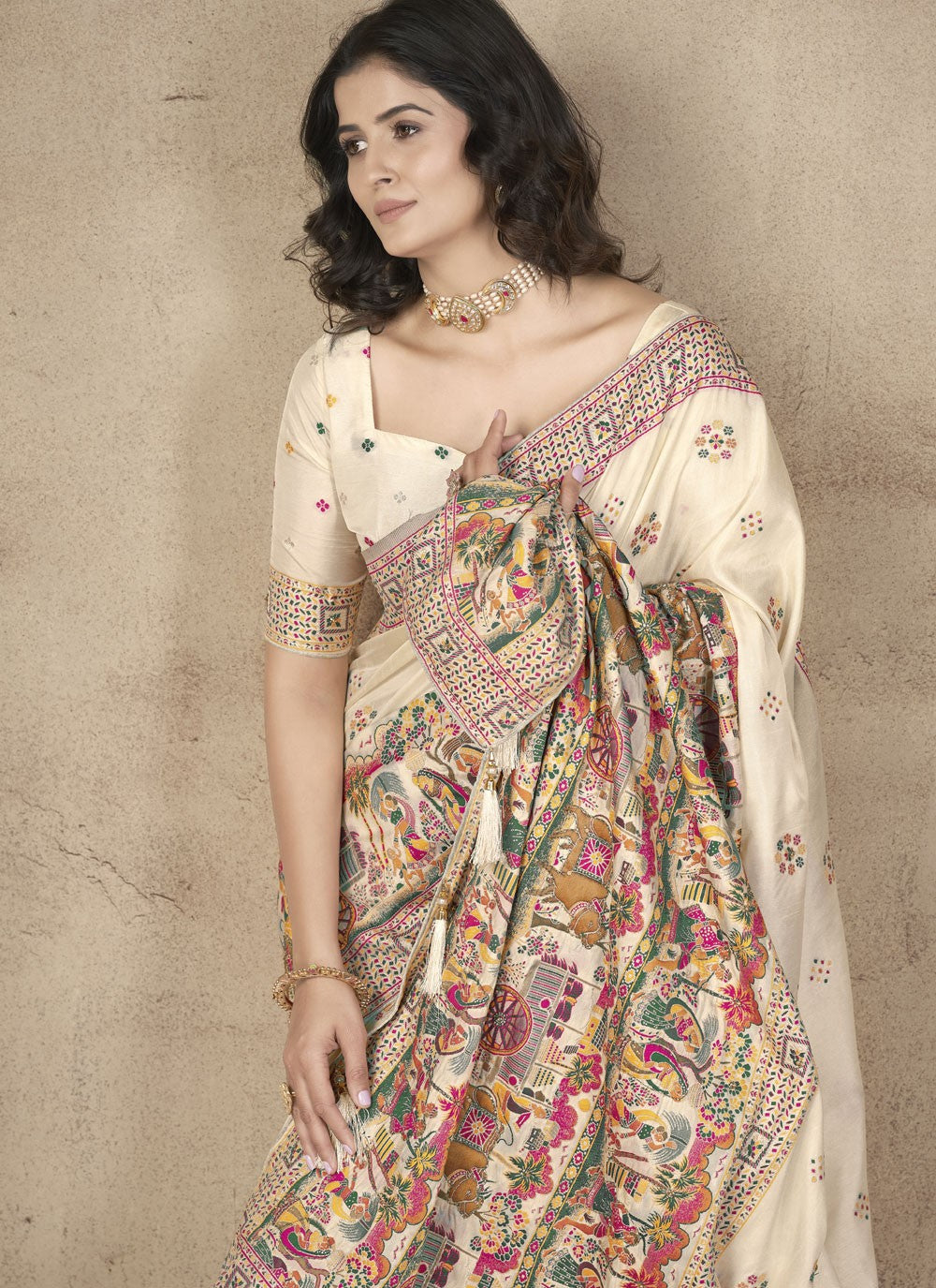 Classic Thread Pashmina Silk Saree - S9984