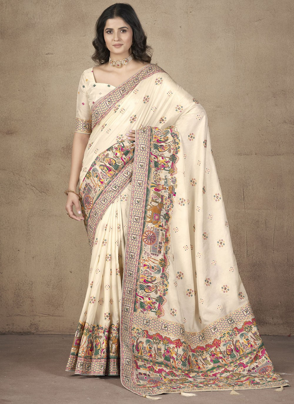 Classic Thread Pashmina Silk Saree - S9984