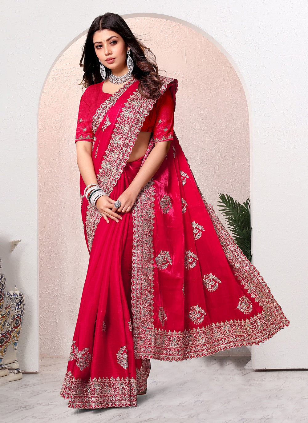 Trendy Cord Crepe Silk Saree - S5366