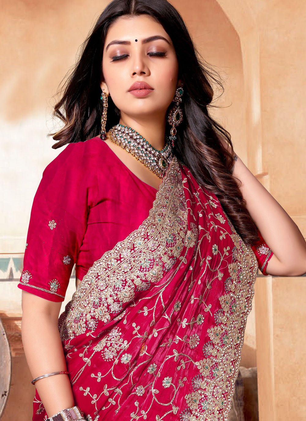 Trendy Cord Crepe Silk Saree - S5390