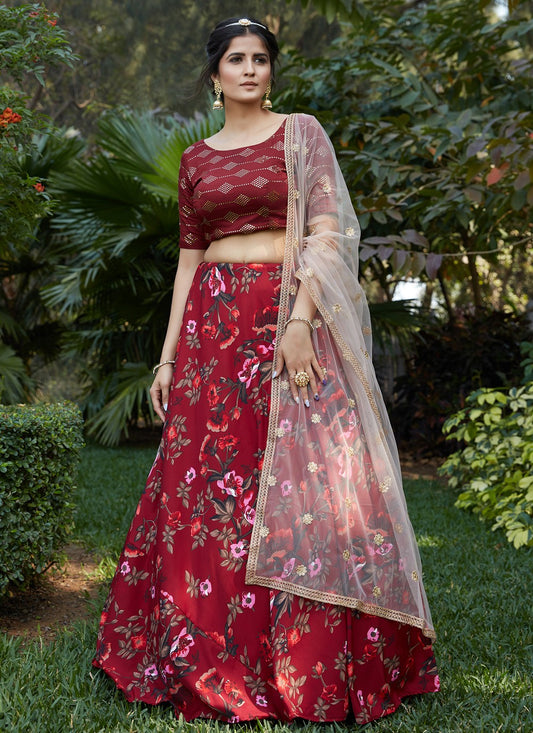 Printed Crepe Silk A - Line Lehenga - L0121