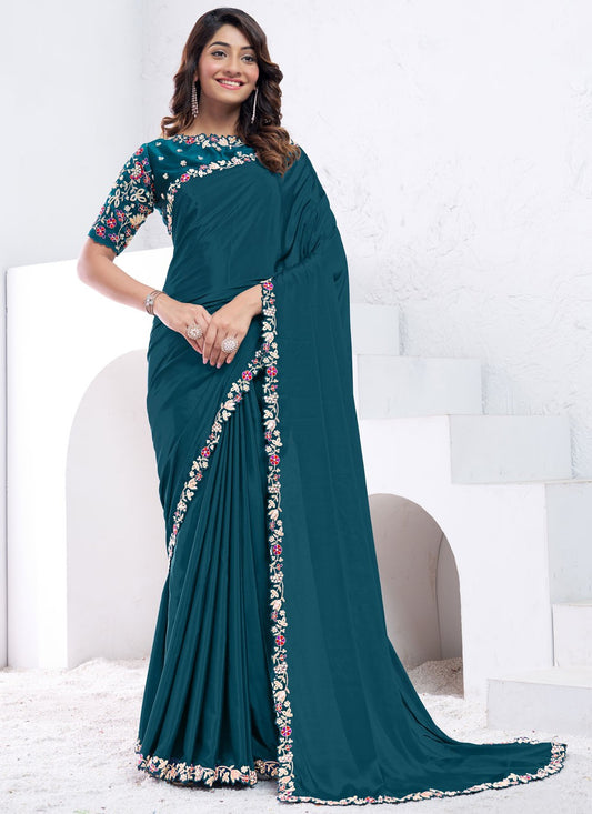 Embroidered, Moti, Sequins Crepe Silk Saree - S12036