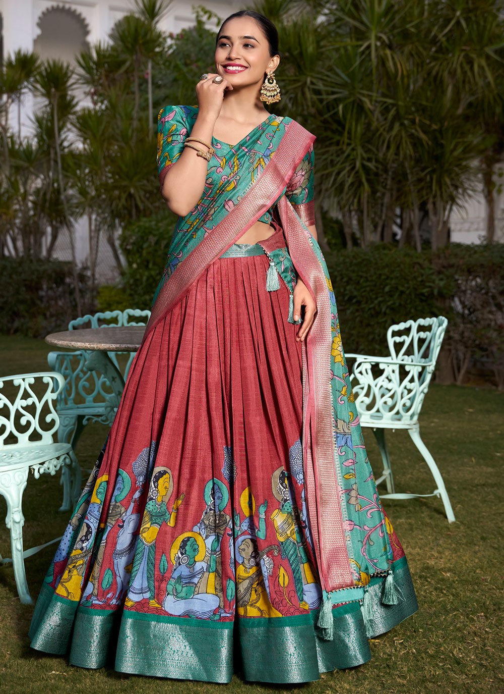 Printed Pure Dola Lehenga - L3119