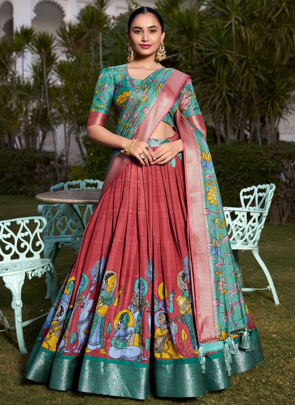 Printed Pure Dola Lehenga - L3119