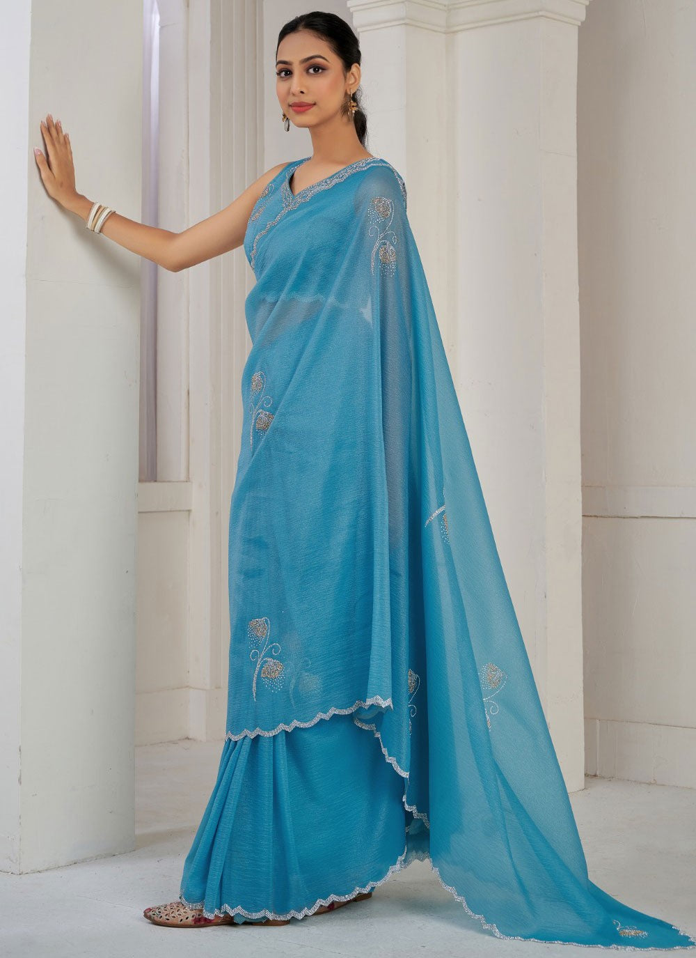 Cutdana, Swarovski Crush Saree - S11565