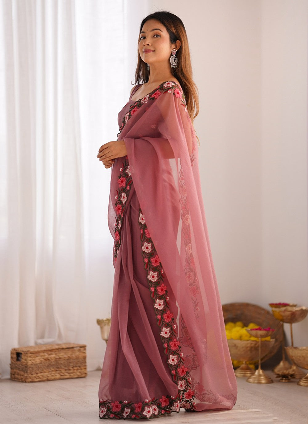 Classic Embroidered Crush Saree - S10287