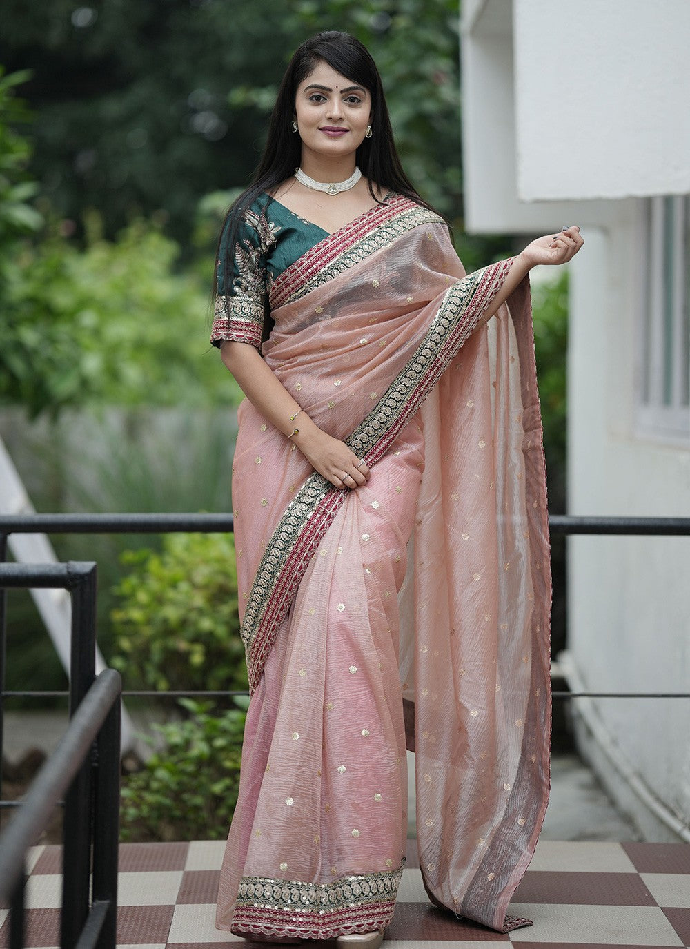 Embroidered, Sequins Chiffon Saree - S11821