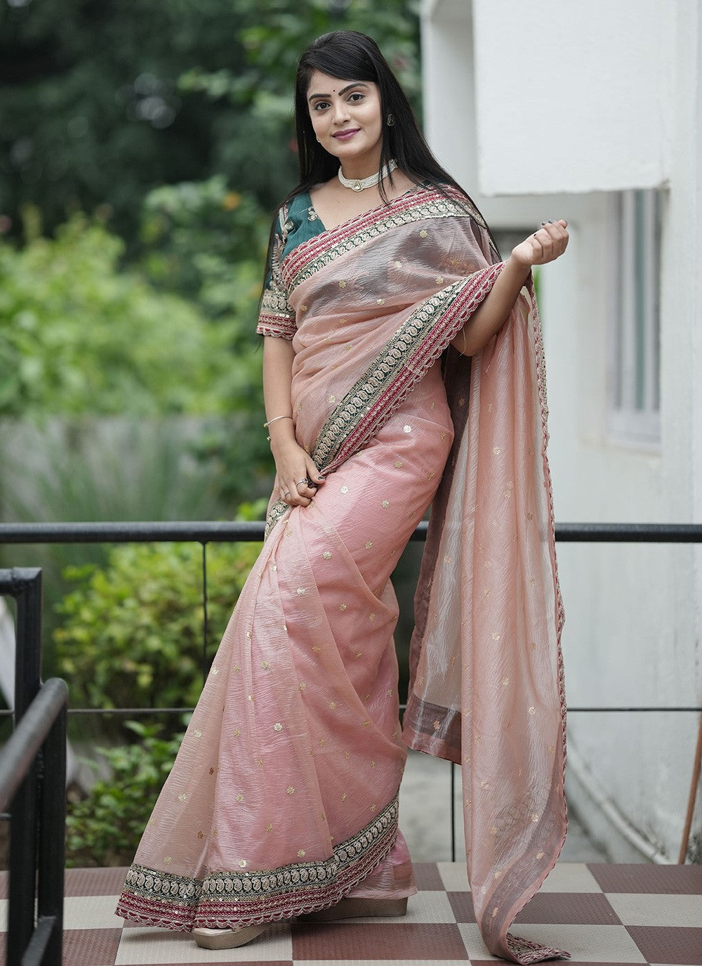 Embroidered, Sequins Chiffon Saree - S11821