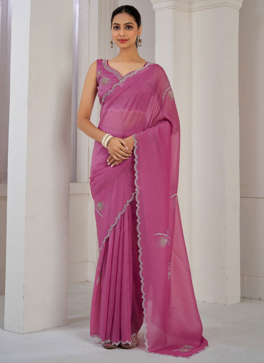 Cutdana, Swarovski Crush Saree - S11565