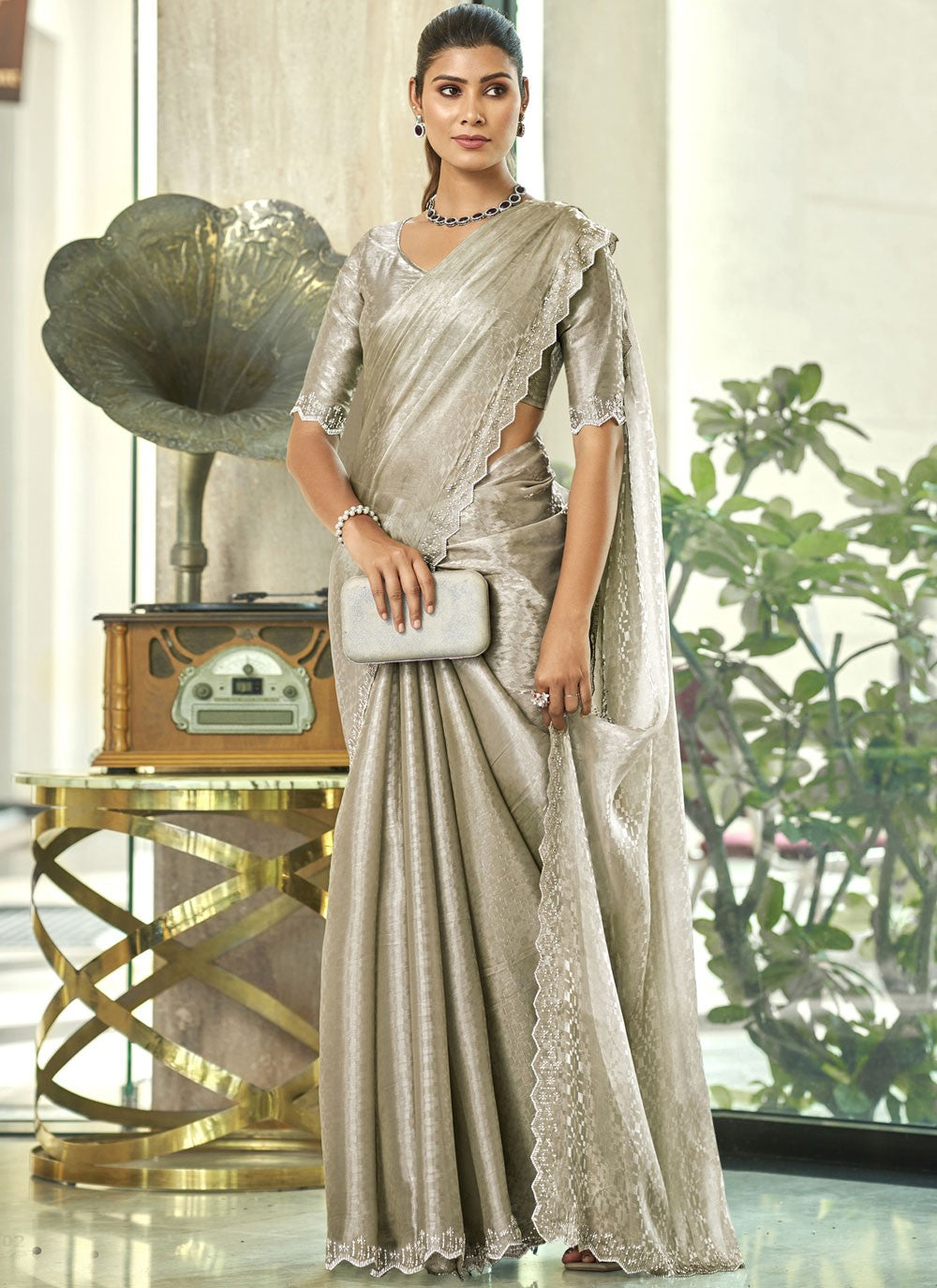 Classic Beads Silk Blend Saree - S9540