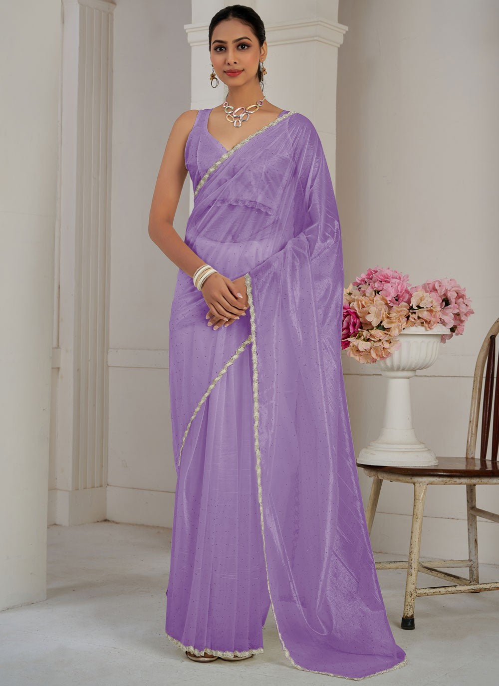 Classic Cutdana Net, Organza Saree - S10577