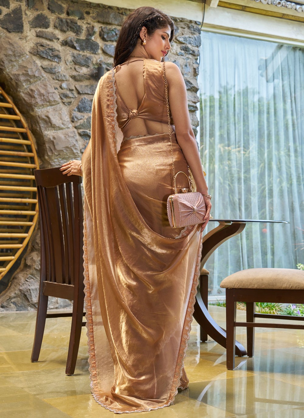 Cutdana, Swarovski Satin Silk Saree - S11606