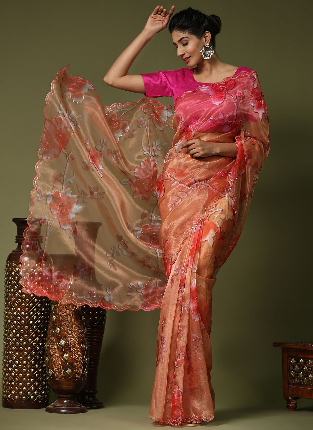 Classic Cut Work Organza Saree - S6310