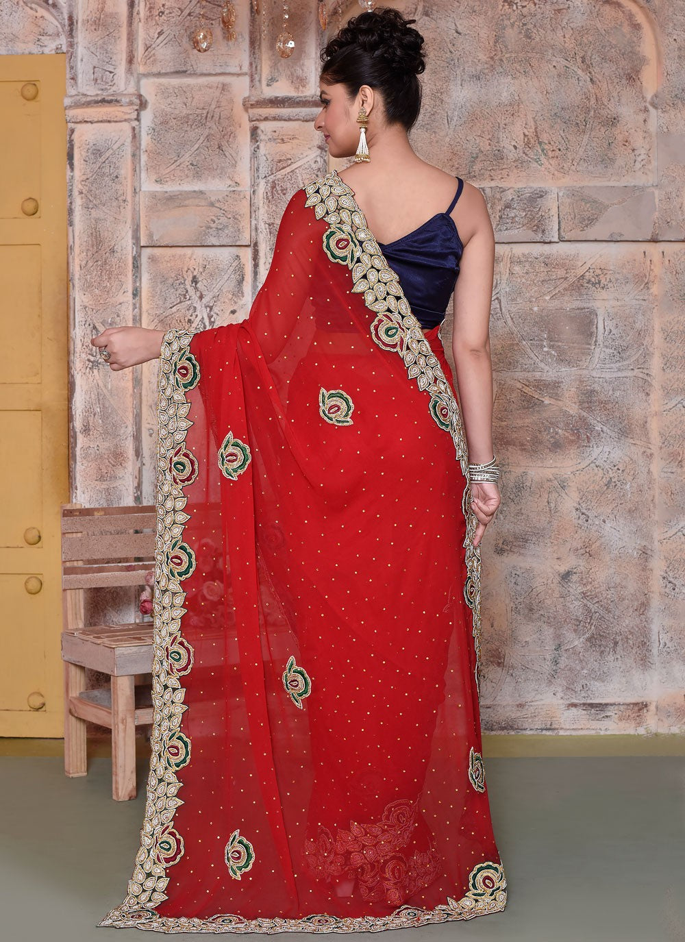 Classic Embroidered Kanjivaram Silk Saree - S7820