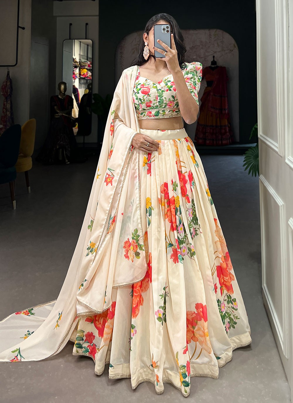 Border Work Georgette A - Line Lehenga - L1873