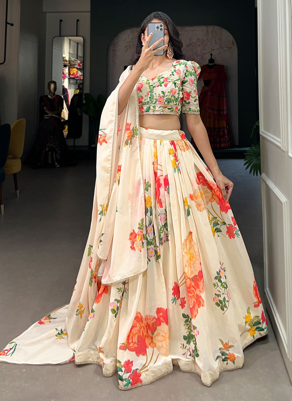 Border Work Georgette A - Line Lehenga - L1873