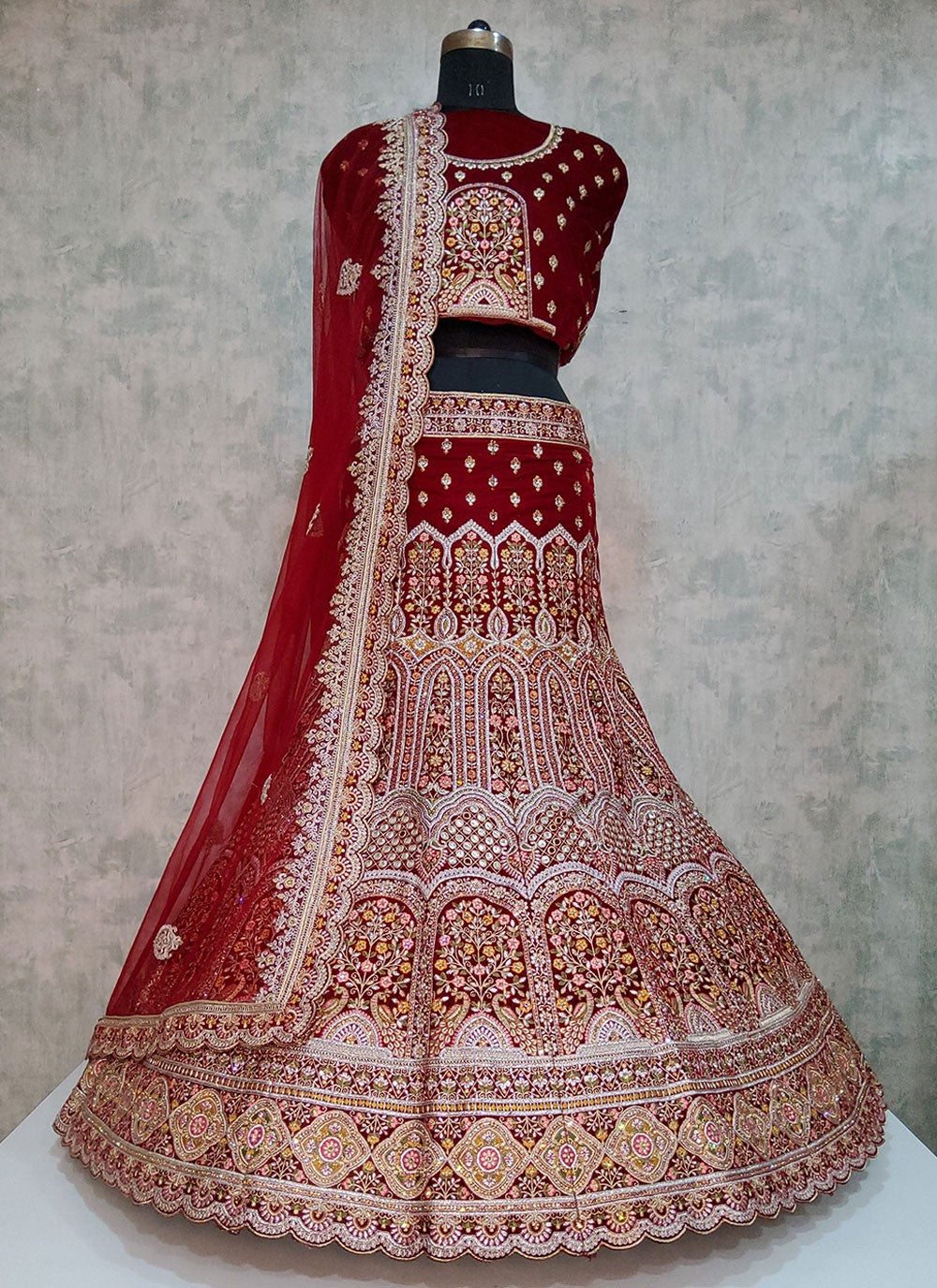 Embroidered Velvet A - Line Lehenga - L1919