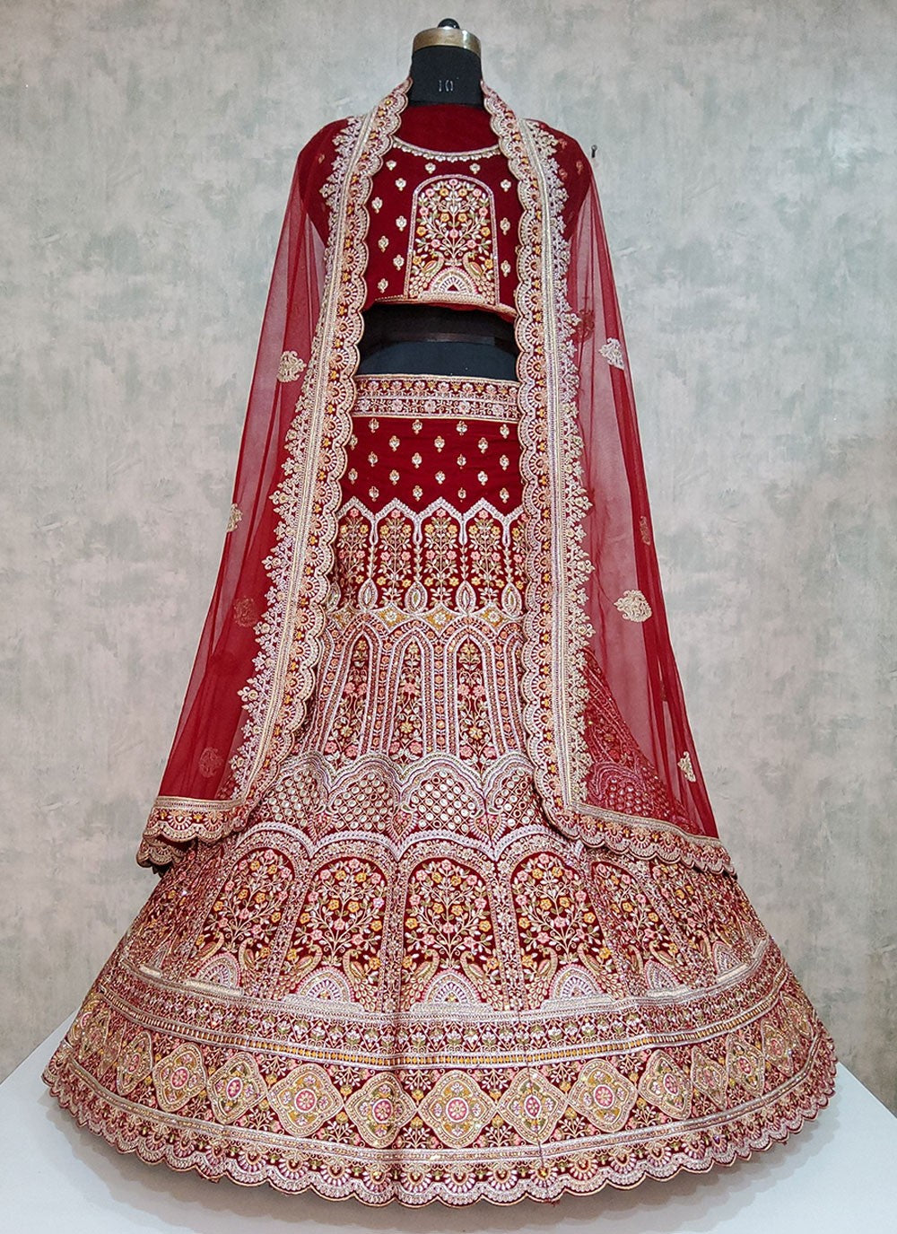 Embroidered Velvet A - Line Lehenga - L1919