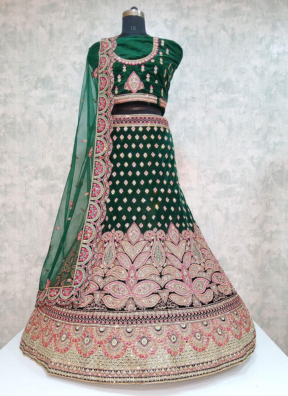 Embroidered Velvet A - Line Lehenga - L1919