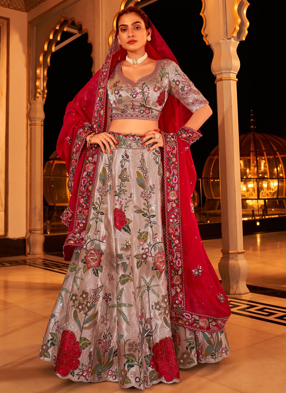 Embroidered Viscose A - Line Lehenga - L2111