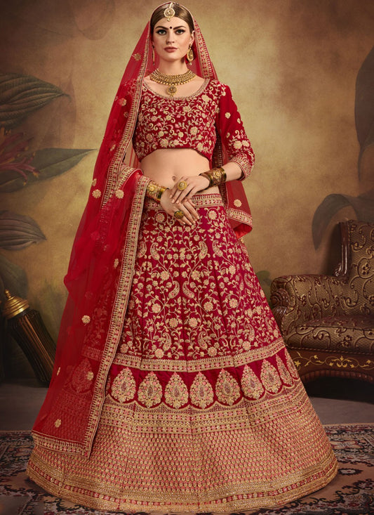 Embroidered Velvet A - Line Lehenga - L0028