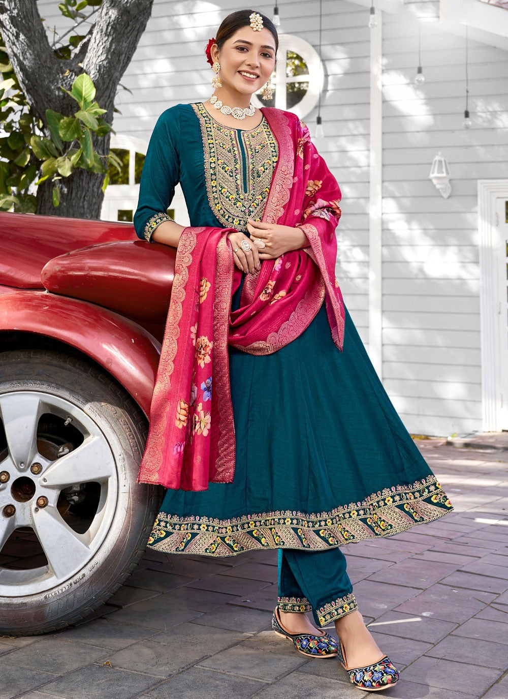 Cord Vichitra Silk Salwar Suit - T4565