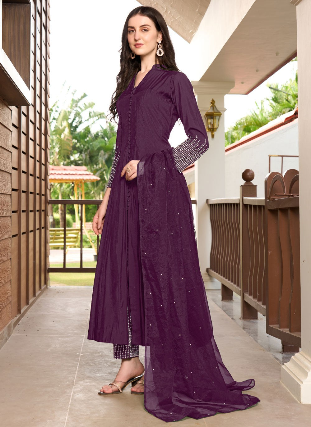 Embroidered Art Silk Salwar Suit - T4415