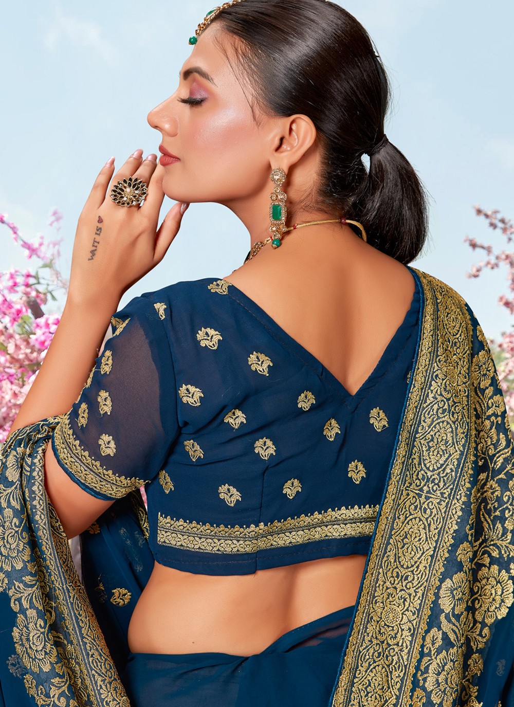 Classic Embroidered Georgette Saree - S3834