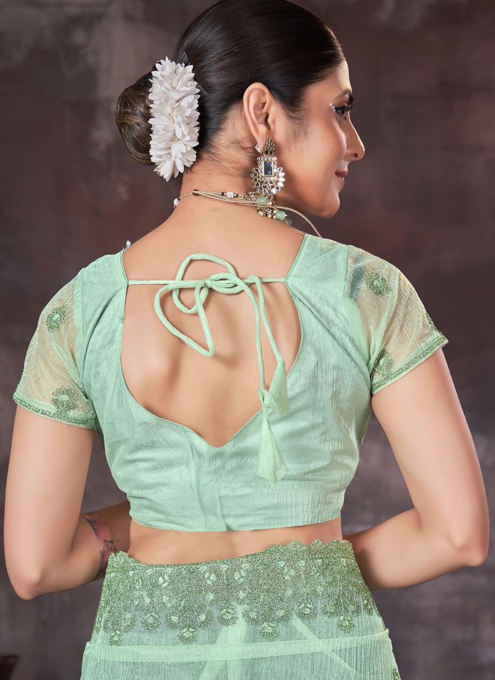 Classic Border Work Net, Organza Saree - S7557