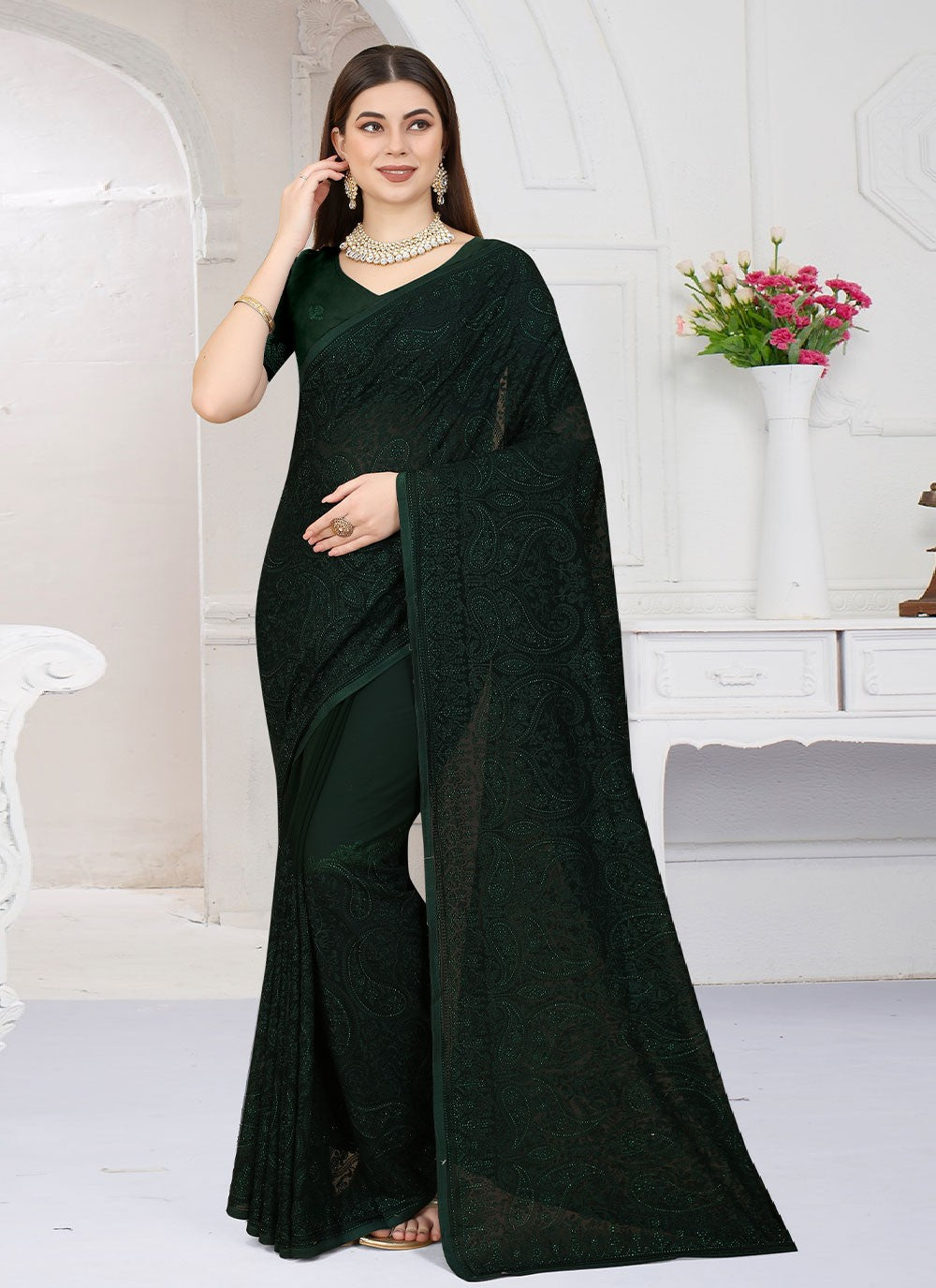 Saree Embroidered Georgette Saree - S2466