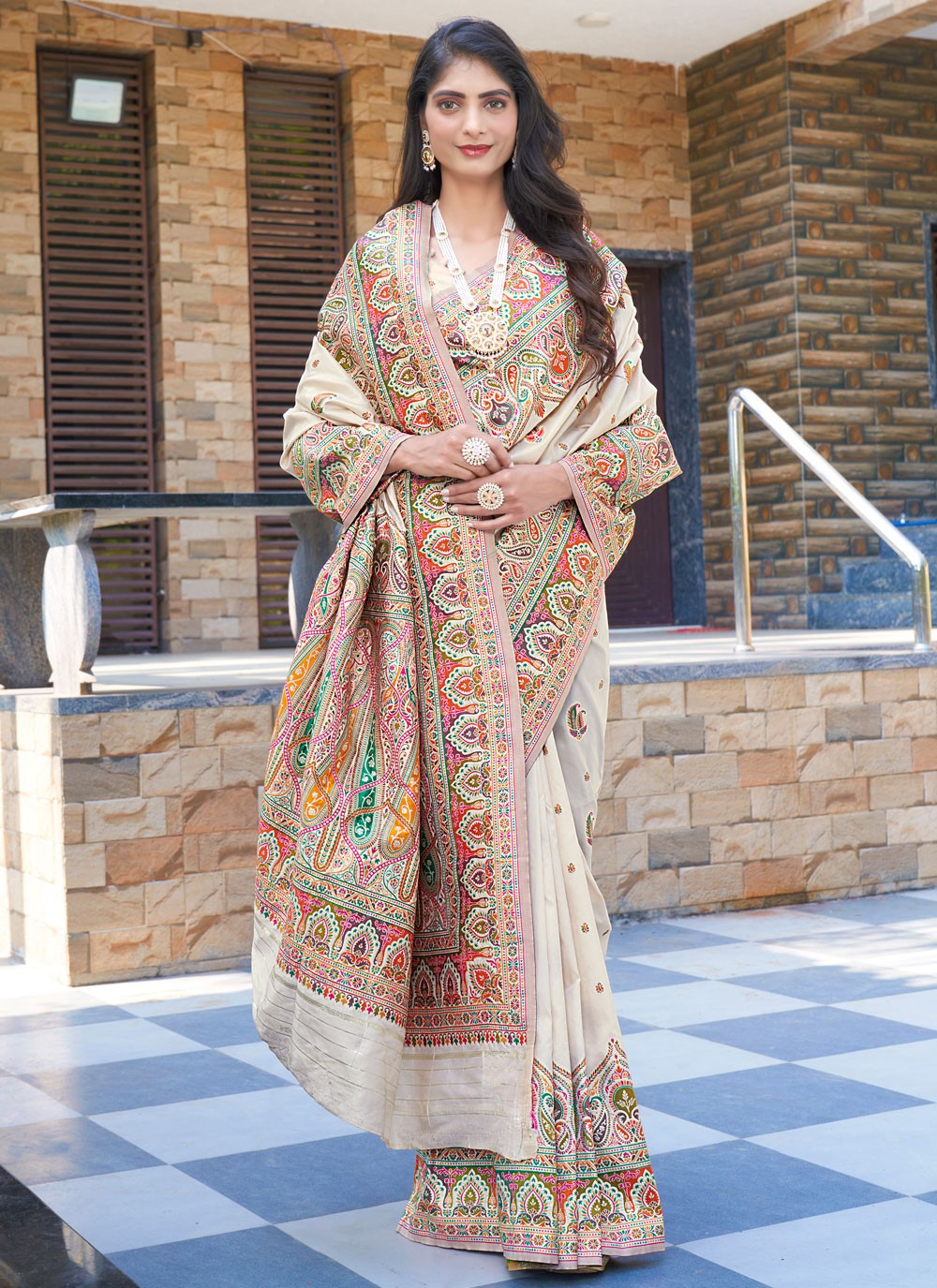 Kashmiri Pashmina Saree - S11995