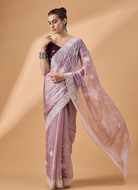 Traditional Embroidered Organza Saree - S7430