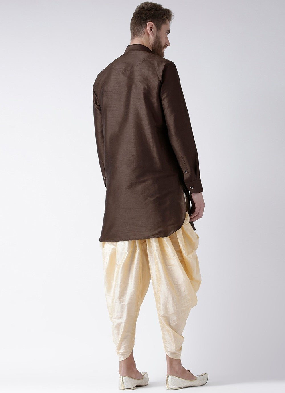 Plain Art Dupion Silk Brown Dhoti Kurta - M2475