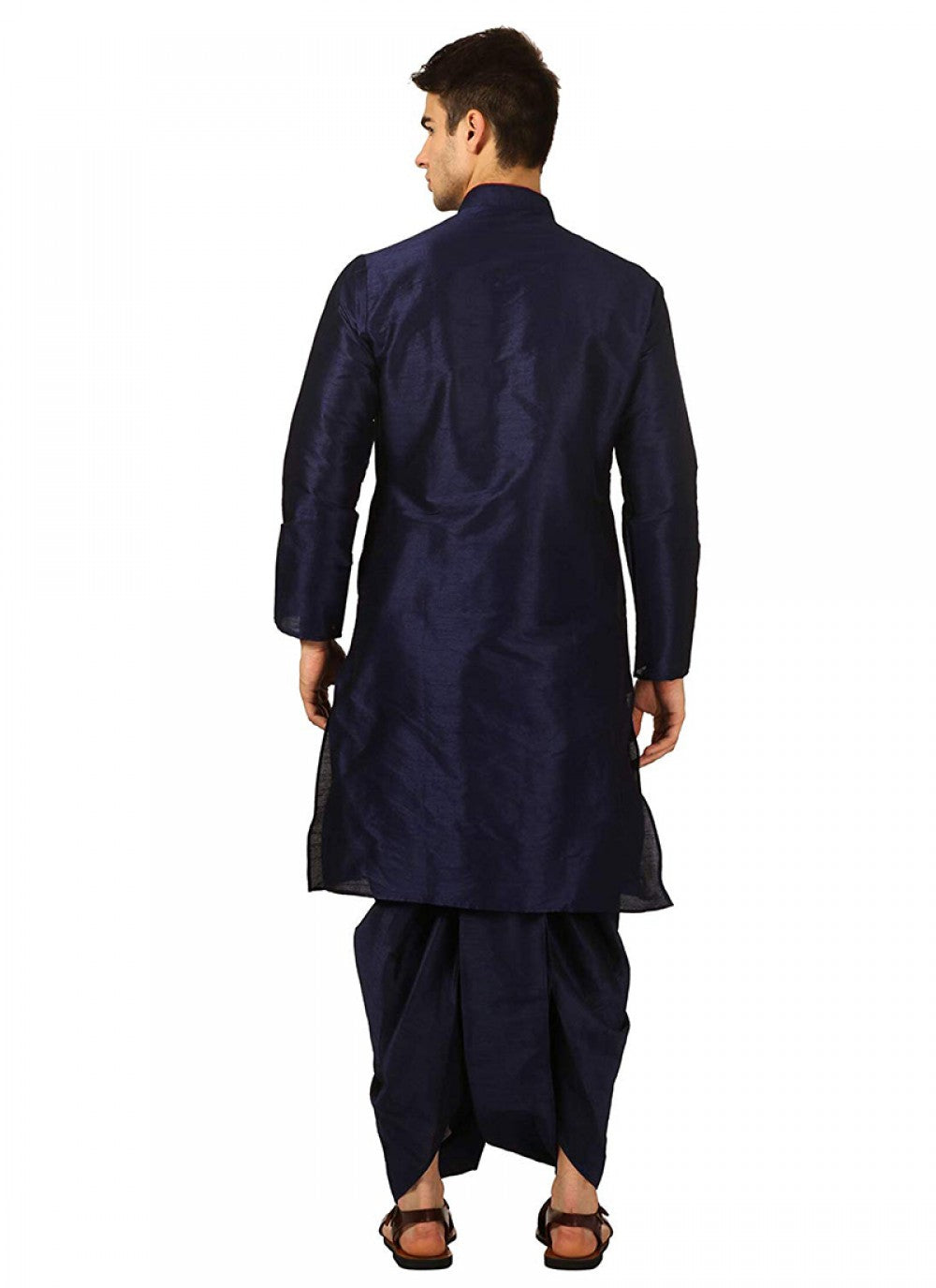 Plain Art Dupion Silk Navy Blue Dhoti Kurta - M1143