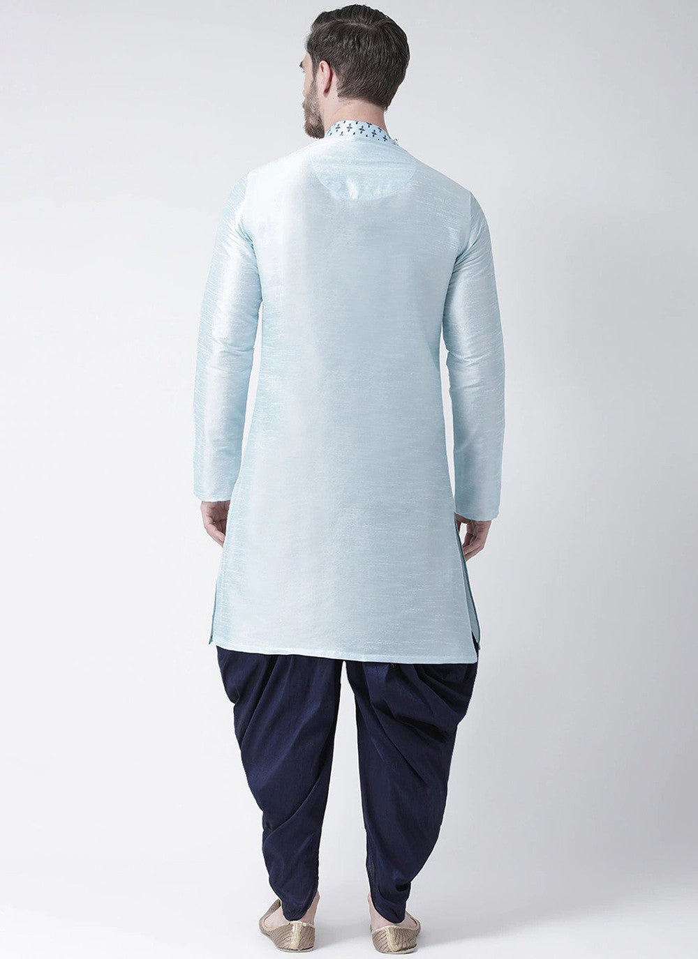 Weaving Zari Dupion Silk Aqua Blue Dhoti Kurta - M2236