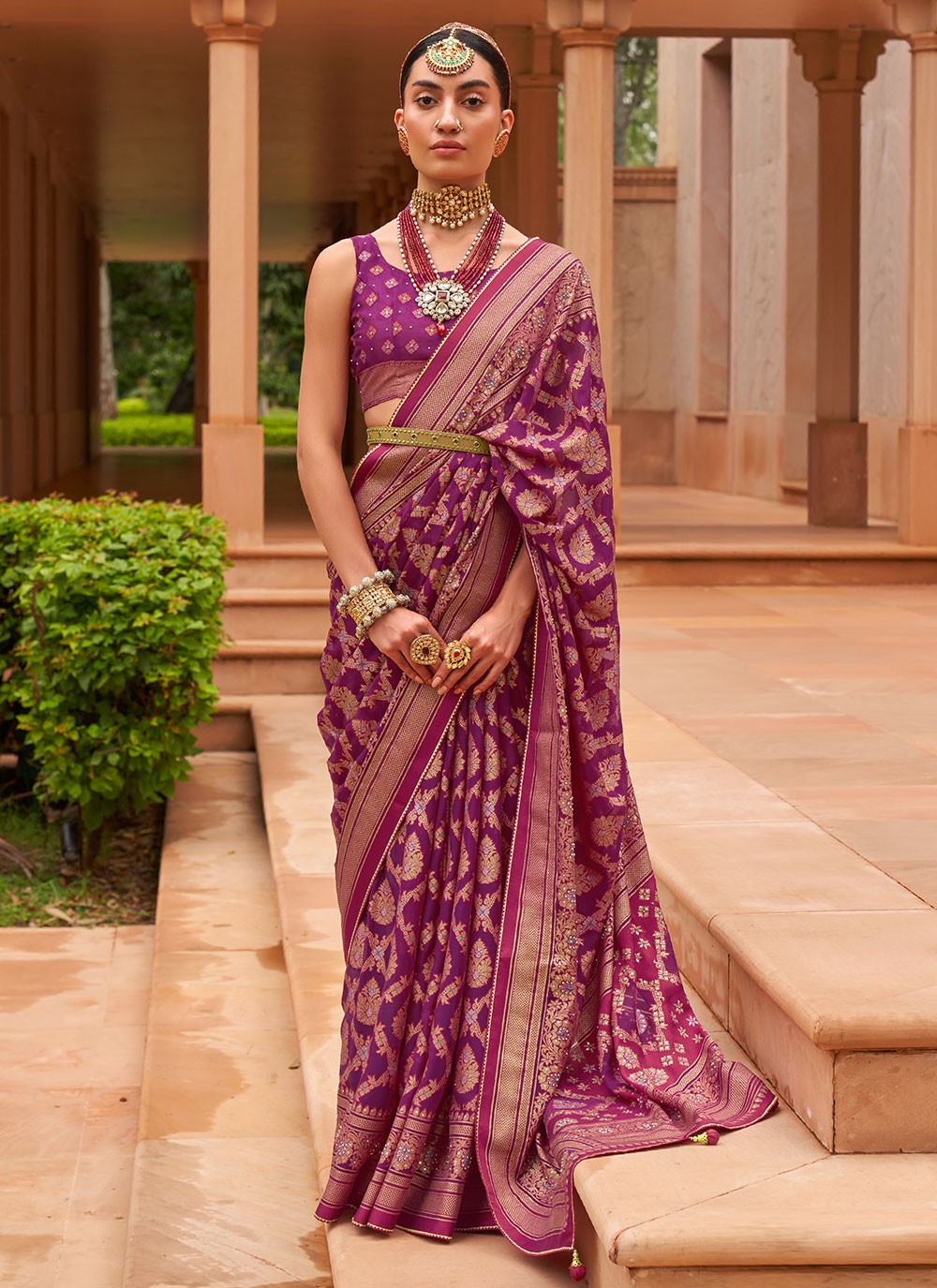 Classic Border Work Brasso Saree - S2485