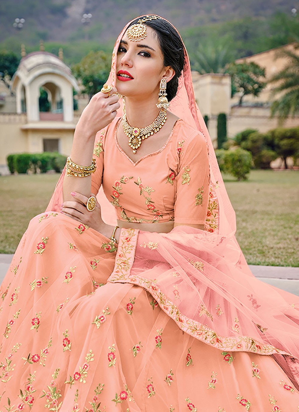 Diamond Net, Satin Silk A - Line Lehenga - L0821