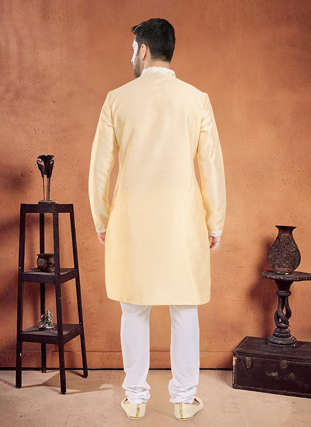 Diamond Silk Cream Kurta Pyjama - M8102