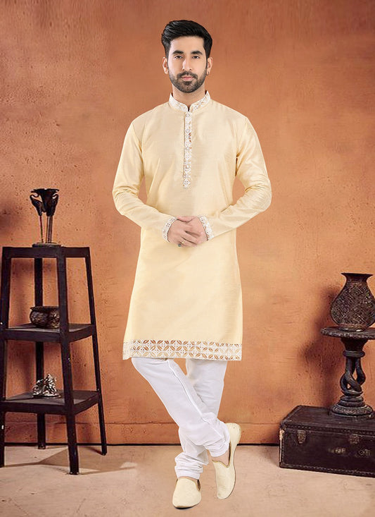 Diamond Silk Cream Kurta Pyjama - M8102